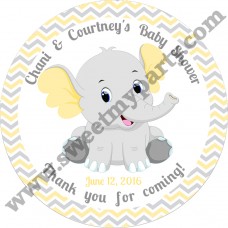 Yellow and grey elephant baby shower stickers,(006ebs) Yellow and grey elephant baby shower stickers,(006ebs)